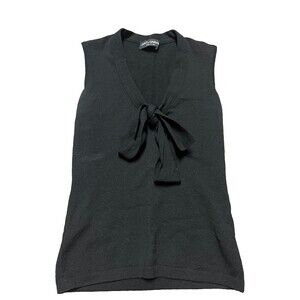 Dolce & Gabbana Womens Black Sleeveless Bow Tie Neck Knit Blouse Top